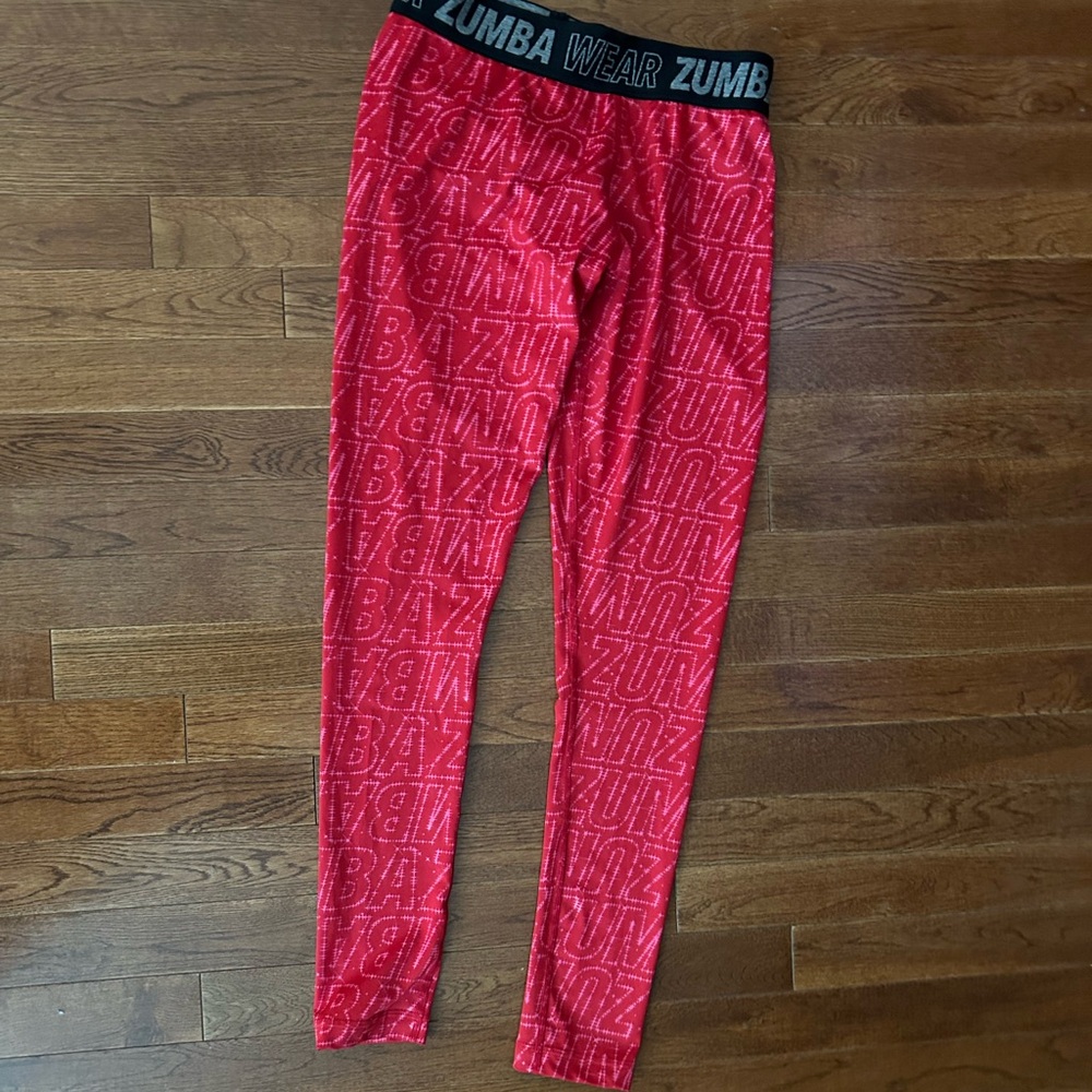 Zumba Full length Lycra Red & Pink Z  Leggings